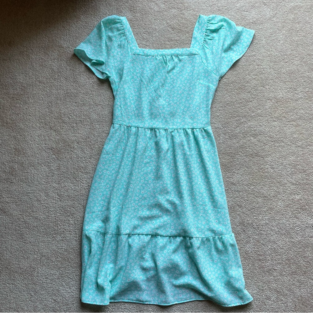 Monteau square neck floral midi dress